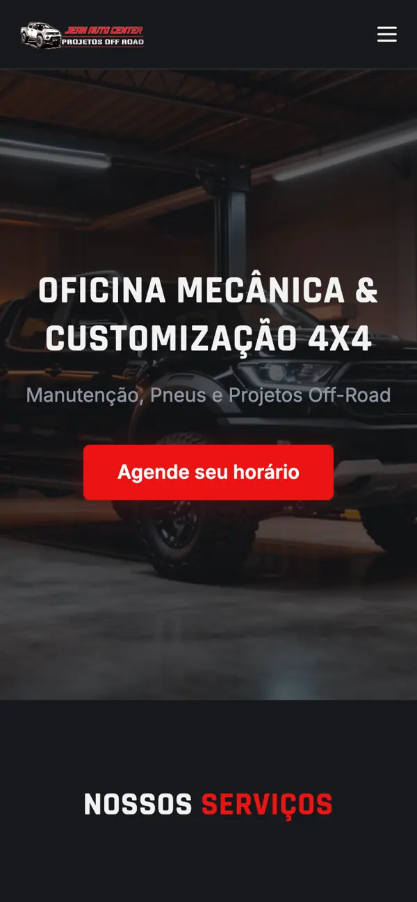 Site entregue para Jean Auto Center, versão mobile