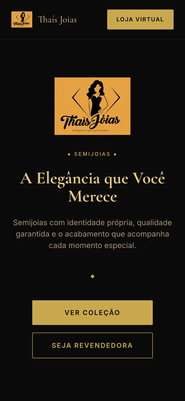 Site entregue para Thaís Joias, versão mobile